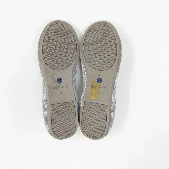 Rothy’s Slip-On Loafers Snake Skin Pattern Print Light Grey 8 - Picture 13 of 15